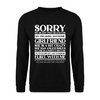 My heart beats just for my crazy girlfriend - Unisex Sweatshirt - black - Front - Alina (178cm) & Michal (187cm)