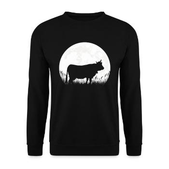 Cow Moon Farmer Farmer Gift - Unisex Sweatshirt - black - Front - Alina (178cm) & Michal (187cm)