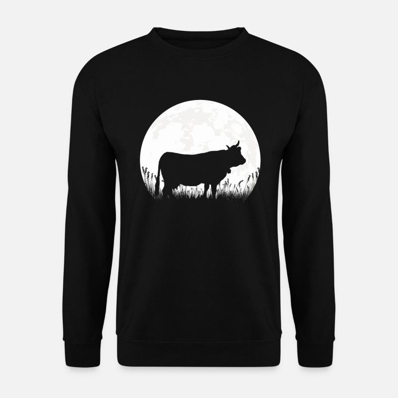 Kuh Mond Landwirt Bauer Geschenk - Unisex Pullover - Schwarz