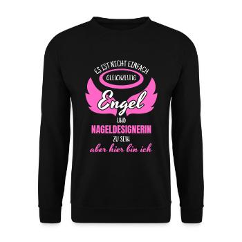 Nageldesignerin Engel - Unisex Pullover - Schwarz - Vorne - Alina (178cm) & Michal (187cm)