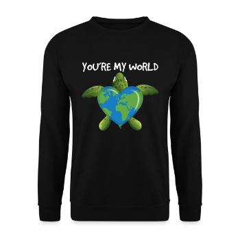 You're My World Green Turtle Heart - Unisex Sweatshirt - black - Front - Alina (178cm) & Michal (187cm)