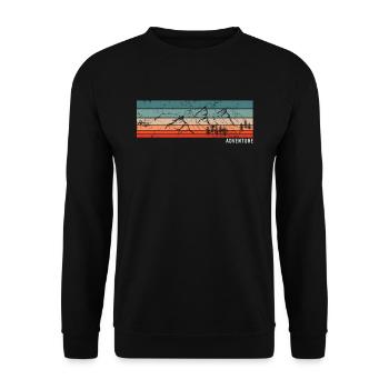 Adventure Mountains Hiking Retro Vintage - Unisex Sweatshirt - black - Front - Alina (178cm) & Michal (187cm)