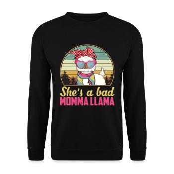 She’s A Bad Momma Llama Rétro Vintage - Sweat-shirt Unisexe - noir - Devant - Alina (178cm) & Michal (187cm)