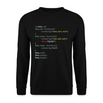 Baby Eat Poop Sleep Coding Onesie - Unisex Pullover - Schwarz - Vorne - Alina (178cm) & Michal (187cm)