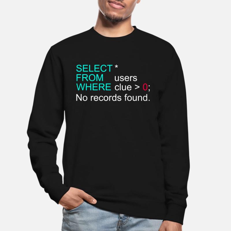 Données de base de données SQL Programmer Administration Sweat-shirt Unisexe