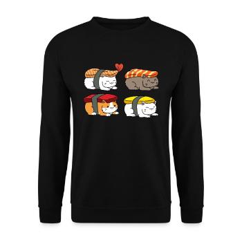 Cat Sushi Sushi Cadeau - Sweat-shirt Unisexe - noir - Devant - Alina (178cm) & Michal (187cm)