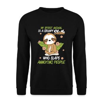 My Spirit Animal Is A Grumpy Sloth - Unisex Pullover - Schwarz - Vorne - Alina (178cm) & Michal (187cm)