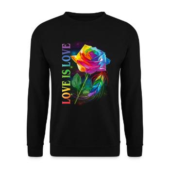 Love Is Love Rainbow Rose LGBT Gay - Unisex Pullover - Schwarz - Vorne - Alina (178cm) & Michal (187cm)
