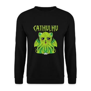 Cathulhu Spruch Design - Unisex Pullover - Schwarz - Vorne - Alina (178cm) & Michal (187cm)