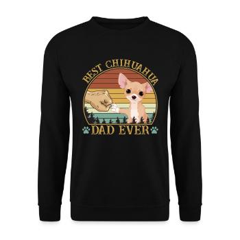 Best Chihuahua Dad Ever Vintage Retro Sunset - Unisex Pullover - Schwarz - Vorne - Alina (178cm) & Michal (187cm)