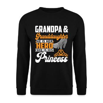 Grandpa & Granddaughter Her Hero His Princess - Unisex Sweatshirt - black - Front - Alina (178cm) & Michal (187cm)