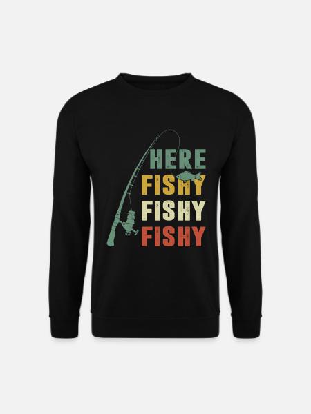 Here Fishy Fishy Fishy Vintage Retro - Unisex Pullover - Schwarz