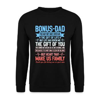 Bonus Dad Fathers Day - Unisex Pullover - Schwarz - Vorne - Alina (178cm) & Michal (187cm)