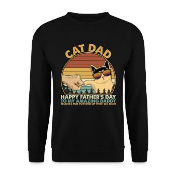 Cat Dad Fist Bump Vintage Fathers Day - Sweat-shirt Unisexe - noir - Devant - Alina (178cm) & Michal (187cm)