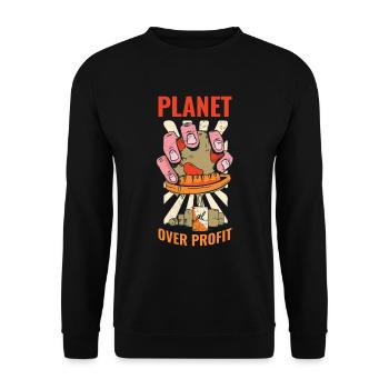 Planète Over Profit Cadeau de réchauffement climatique - Sweat-shirt Unisexe - noir - Devant - Alina (178cm) & Michal (187cm)