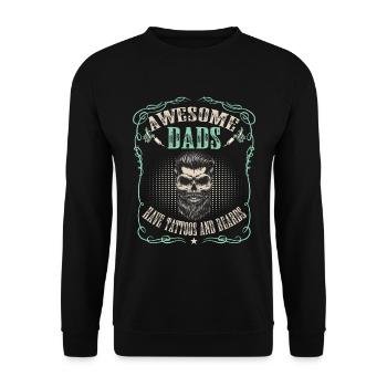 Awesome Dad Have Tattoos and Beards - Unisex Sweatshirt - black - Front - Alina (178cm) & Michal (187cm)