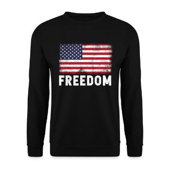 Freedom American Flag - Unisex Pullover - Schwarz - Vorne - Alina (178cm) & Michal (187cm)