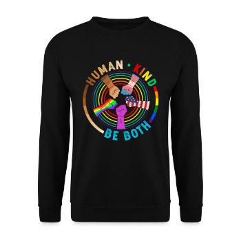 Humankind Be Both LGBT Gay Pride - Unisex Pullover - Schwarz - Vorne - Alina (178cm) & Michal (187cm)
