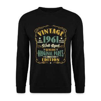 Personalized Vintage 1961 Birthday Matching - Unisex Pullover - Schwarz - Vorne - Alina (178cm) & Michal (187cm)