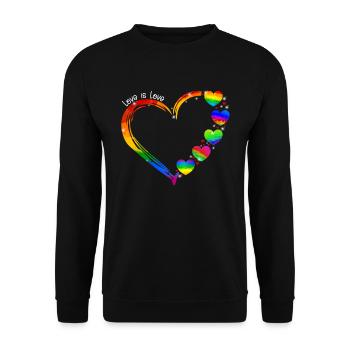 Love Is Love LGBT Rainbow Hearts - Sweat-shirt Unisexe - noir - Devant - Alina (178cm) & Michal (187cm)