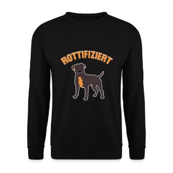 Rottifizier Rottweiler Design - Unisex Pullover - Schwarz - Vorne - Alina (178cm) & Michal (187cm)