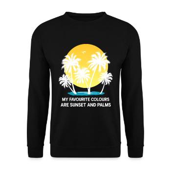 palmiers coucher de soleil d’été mer couleurs préférées - Sweat-shirt Unisexe - noir - Devant - Alina (178cm) & Michal (187cm)