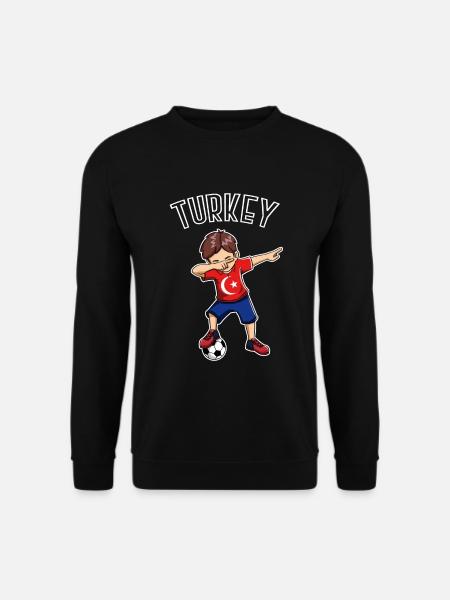 Dabbing Fußball Junge mit Türkei Trikot Kinder - Unisex Pullover - Schwarz