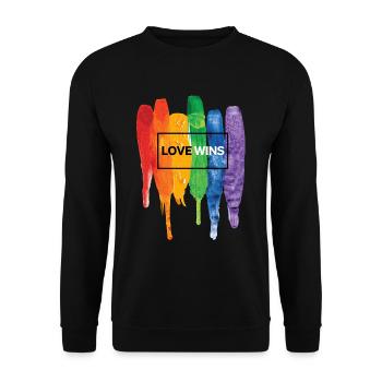 Love Wins Love is Love LGBT Pride Wear - Sweat-shirt Unisexe - noir - Devant - Alina (178cm) & Michal (187cm)