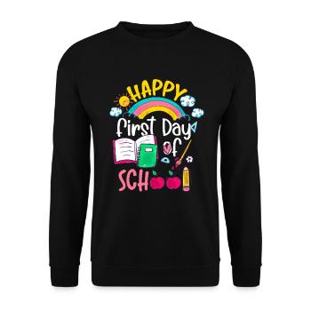 Happy First Day of School Teachers Back to School - Unisex Pullover - Schwarz - Vorne - Alina (178cm) & Michal (187cm)