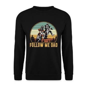Follow Me Dad Vintage Motocross Dad and Son - Sweat-shirt Unisexe - noir - Devant - Alina (178cm) & Michal (187cm)