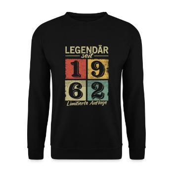Legendär seit 1962 - Geburtsjahr 1962 vintage - Unisex Pullover - Schwarz - Vorne - Alina (178cm) & Michal (187cm)