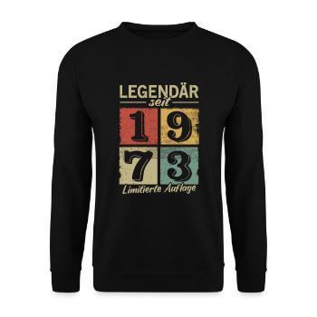 Legendär seit 1973 - Geburtsjahr 1973 vintage - Unisex Pullover - Schwarz - Vorne - Alina (178cm) & Michal (187cm)