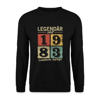 Legendär seit 1983 - Geburtsjahr 1983 vintage - Unisex Pullover - Schwarz - Vorne - Alina (178cm) & Michal (187cm)