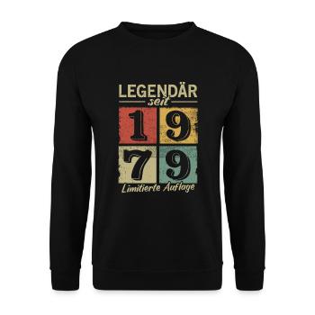 Legendär seit 1979 - Geburtsjahr 1979 vintage - Unisex Pullover - Schwarz - Vorne - Alina (178cm) & Michal (187cm)