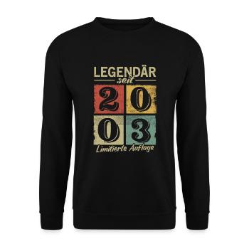 Legendär seit 2003 - Geburtsjahr 2003 vintage - Unisex Pullover - Schwarz - Vorne - Alina (178cm) & Michal (187cm)