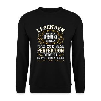 1980 Die Geburt einer Legende Geburtstag Geschenk - Unisex Pullover - Schwarz - Vorne - Alina (178cm) & Michal (187cm)