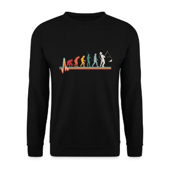Evolution Angler Heartbeat Retro Gift - Unisex Sweatshirt - black - Front - Alina (178cm) & Michal (187cm)