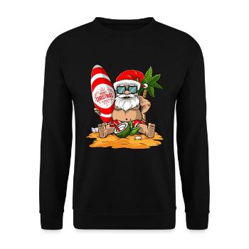 Surfing Summer Santa Merry Christmas Gift - Unisex Sweatshirt - black - Front - Alina (178cm) & Michal (187cm)