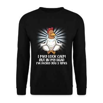 I've Pecked You 3 Times Chicken Gift - Unisex Sweatshirt - black - Front - Alina (178cm) & Michal (187cm)