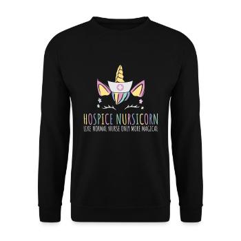 Nursicorn Registrierte Hospizschwester - Unisex Pullover - Schwarz - Vorne - Alina (178cm) & Michal (187cm)