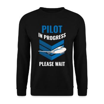 Pilot In Progress Please Wait Pilot Geschenk - Unisex Pullover - Schwarz - Vorne - Alina (178cm) & Michal (187cm)