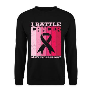 I Battle Breast Cancer Awareness T Shirt - Unisex Pullover - Schwarz - Vorne - Alina (178cm) & Michal (187cm)