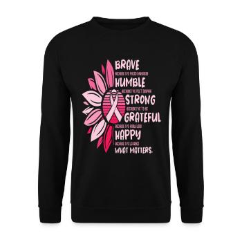 Sunflower Ribbon Breast Cancer Awareness T Shirt - Sweat-shirt Unisexe - noir - Devant - Alina (178cm) & Michal (187cm)