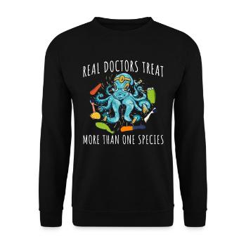 Doctors Treat Species Tierarzt Geschenk - Unisex Pullover - Schwarz - Vorne - Alina (178cm) & Michal (187cm)