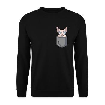 Sphynx Cat Pocket Sphynx Katze Geschenk - Unisex Pullover - Schwarz - Vorne - Alina (178cm) & Michal (187cm)