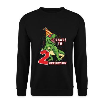 Kids 2 Years Old Dinosaur Birthday 2 Party - Unisex Sweatshirt - black - Front - Alina (178cm) & Michal (187cm)