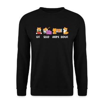 Eat Sleep Anime Repeat Anime Gift - Unisex Sweatshirt - black - Front - Alina (178cm) & Michal (187cm)