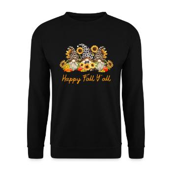 Happy Fall Y'all Gnomes Sunflowers - Unisex Pullover - Schwarz - Vorne - Alina (178cm) & Michal (187cm)