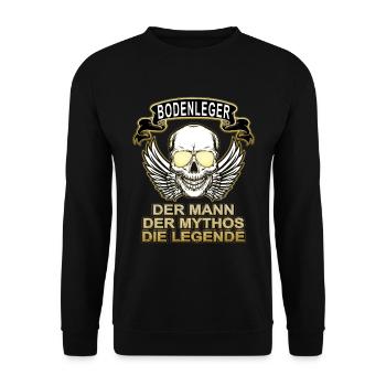 Bodenleger Mann Mythos Legende - Unisex Pullover - Schwarz - Vorne - Alina (178cm) & Michal (187cm)