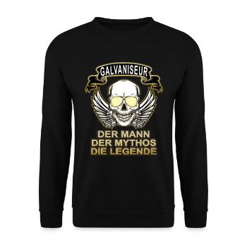 Galvaniseur Mann Mythos Legende - Unisex Pullover - Schwarz - Vorne - Alina (178cm) & Michal (187cm)